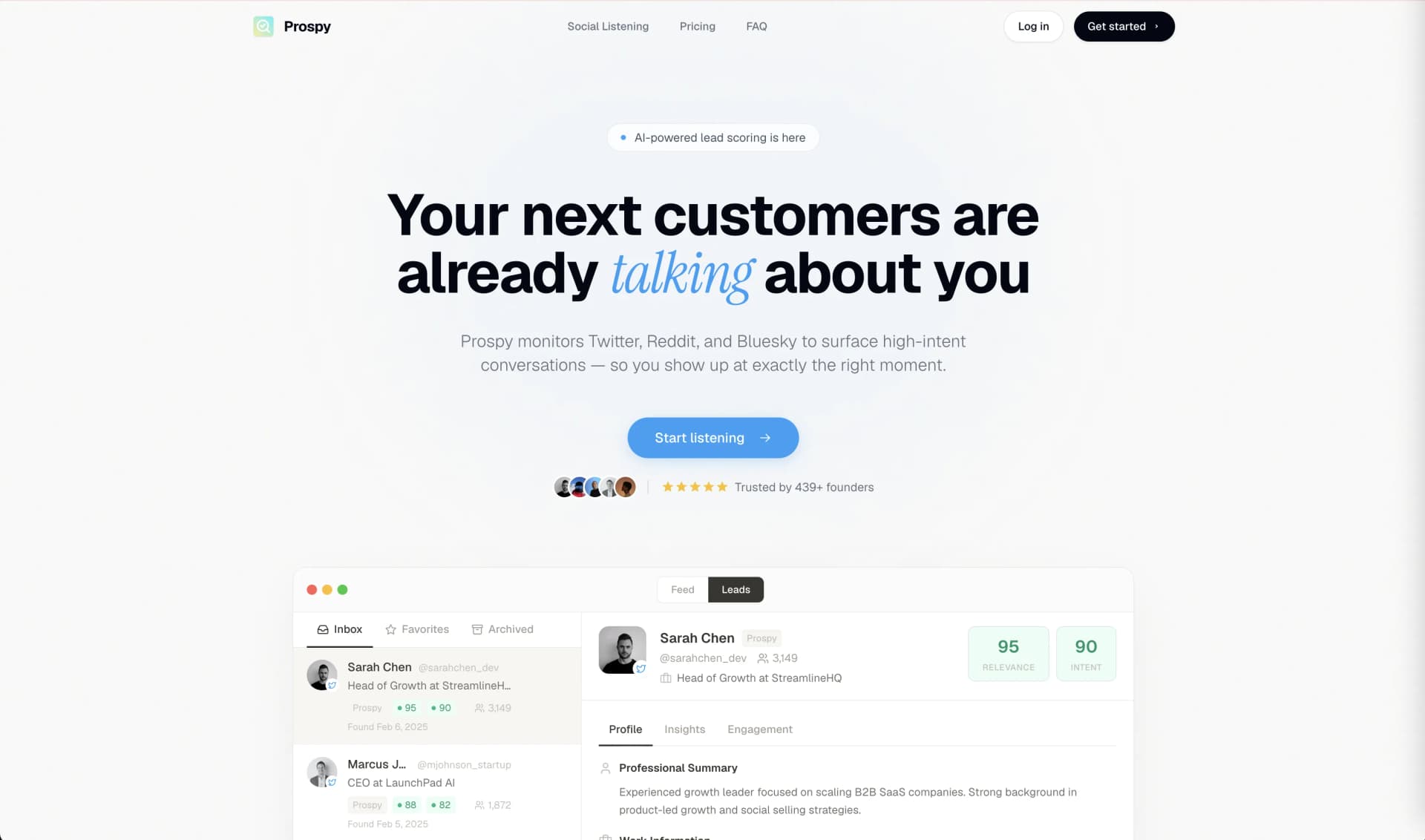 Prospy — Lead intelligence for people who sell to founders